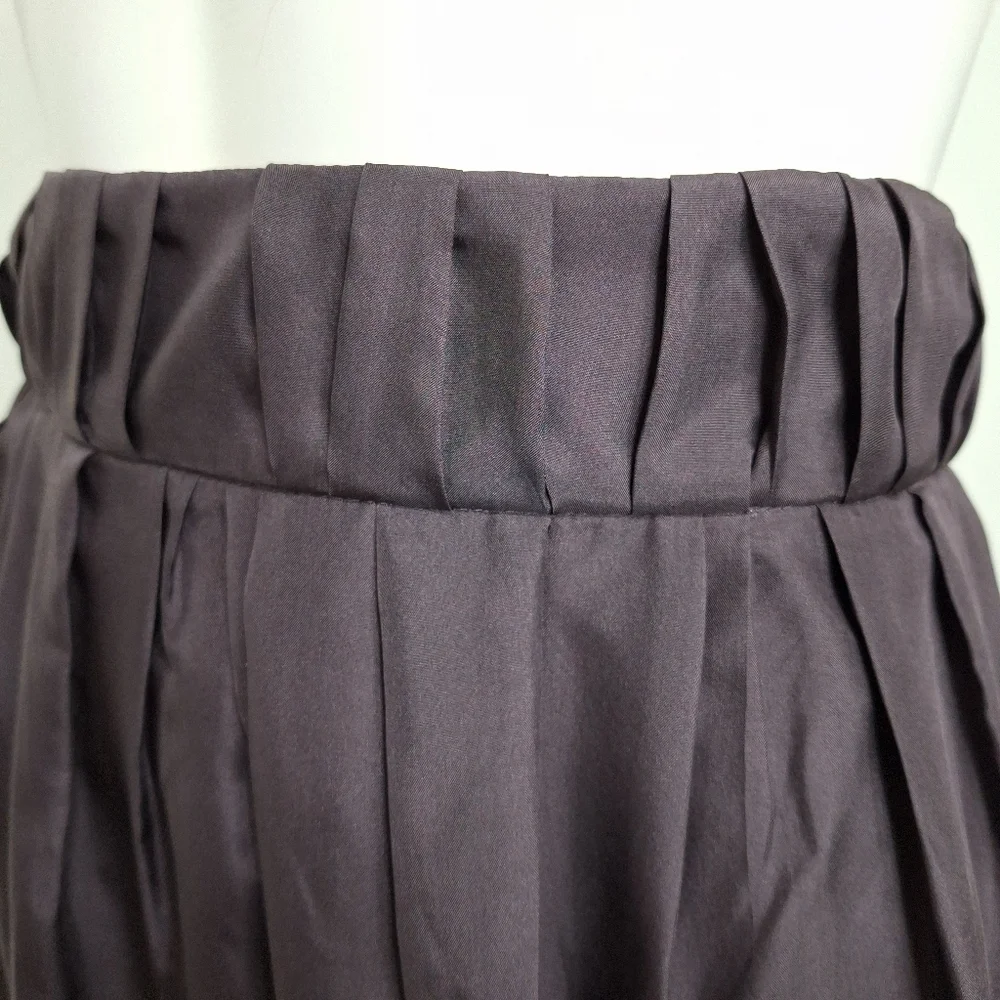 J. Crew Classic Raisin Purple Brown 100% Silk Aline Preppy Pleated Skirt Size 14